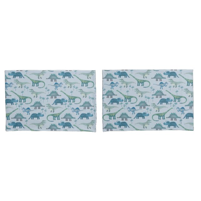 Housse D'oreillers Cute Motif de dinosaure bleu préhistorique (devant-Set)
