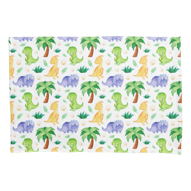 Housse D'oreillers Cute Neon Aquarelle Dinosaur Motif (devant)