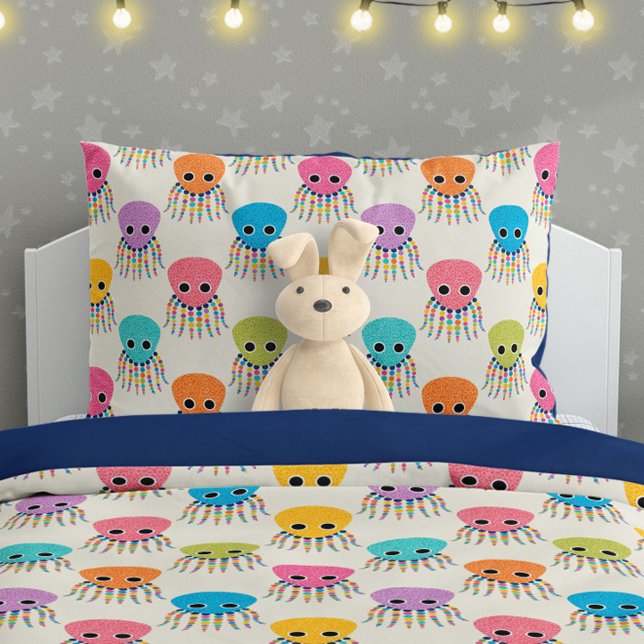 Housse D'oreillers Cute Octopus Pattern on Cream (Créateur téléchargé)