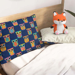 Housse D'oreillers Cute Owl Pattern on Blue