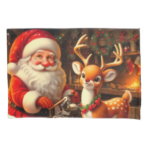 Housse D'oreillers Cute Père Noël et Reindeer