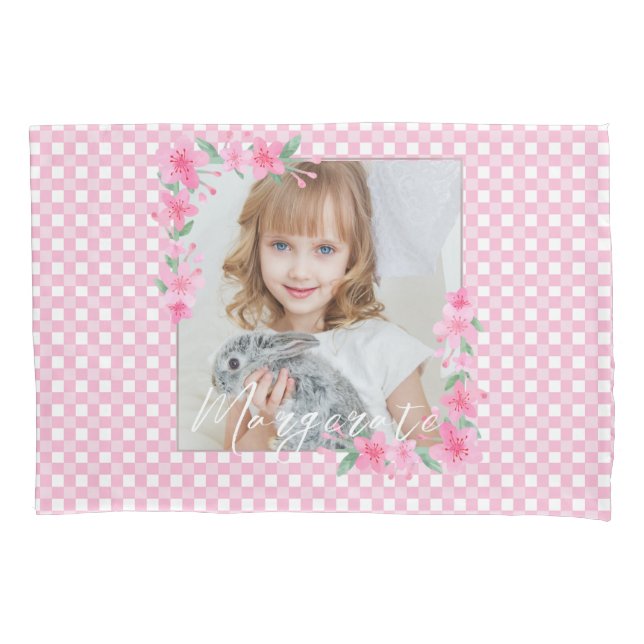 Housse D'oreillers Cute Personalized one Photo Pink  (devant)