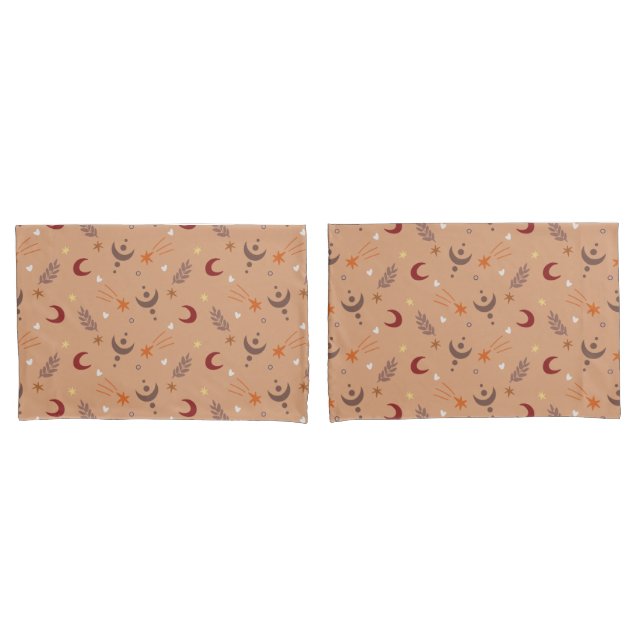 Housse D'oreillers Cute Retro Brown Boho Motif Whimsical (devant-Set)