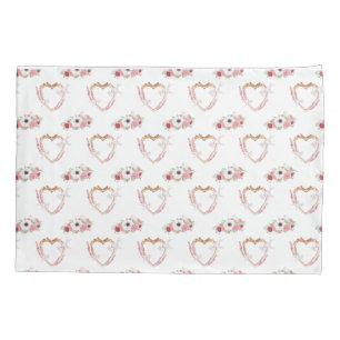 Housse D'oreillers Cute rose blanc Motif de coeur floral