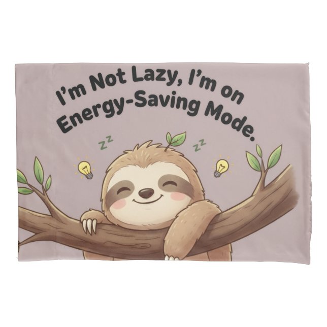 Housse D'oreillers Cute Sloth "Energy-Saving Mode" (devant)