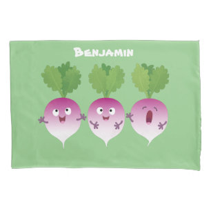 Housse D'oreillers Cute turnip légumes trio chanter dessin animé