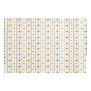 Housse D'oreillers Cute Vintage Daisy Stripes Crème Blanc