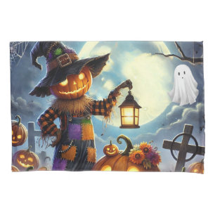 Housse D'oreillers Cute, Whimsical Halloween épouvantail & citrouille