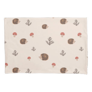 Housse D'oreillers Cute Woodland Hérisson et Motif de champignons