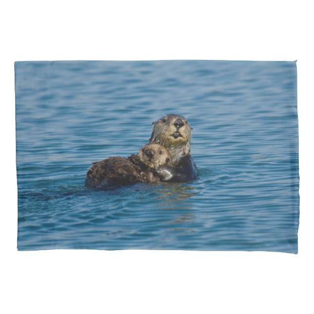 Housse D'oreillers Cutest Baby Animals | Mother & Baby Sea Otter (devant)
