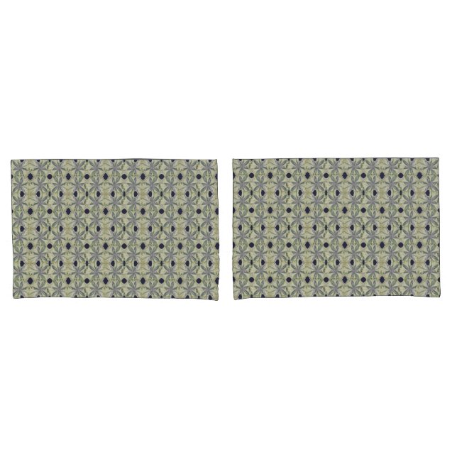 Housse D'oreillers Cyanus Flower Répétition w Navy (devant-Set)