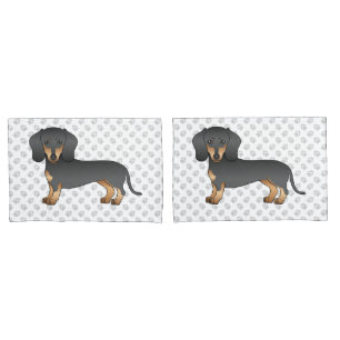 Housse D'oreillers Dachshund à poil lisse noir et feu Chien & Pattes