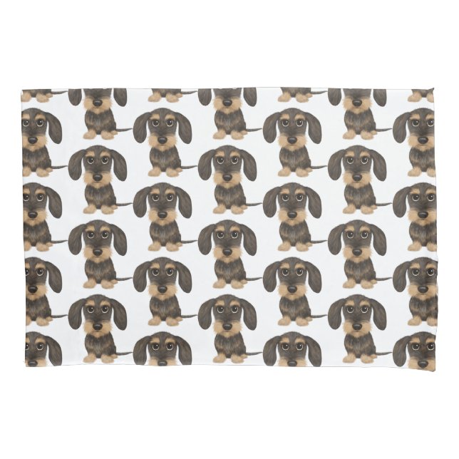 Housse D'oreillers Dachshund À poils durs| Teckel Chien mignon (devant)
