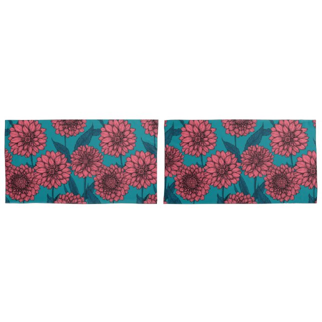 Housse D'oreillers Dahlias (devant-Set)