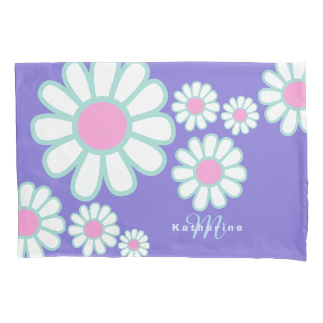 Housse D'oreillers Daisy Simple Monogramme Violet (devant)