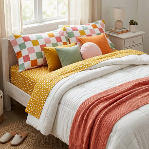 Housse D'oreillers Damier multicolore bohème