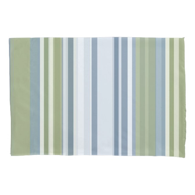 Housse D'oreillers Dark Pastel Blue and Spring Rain Stripes (devant)