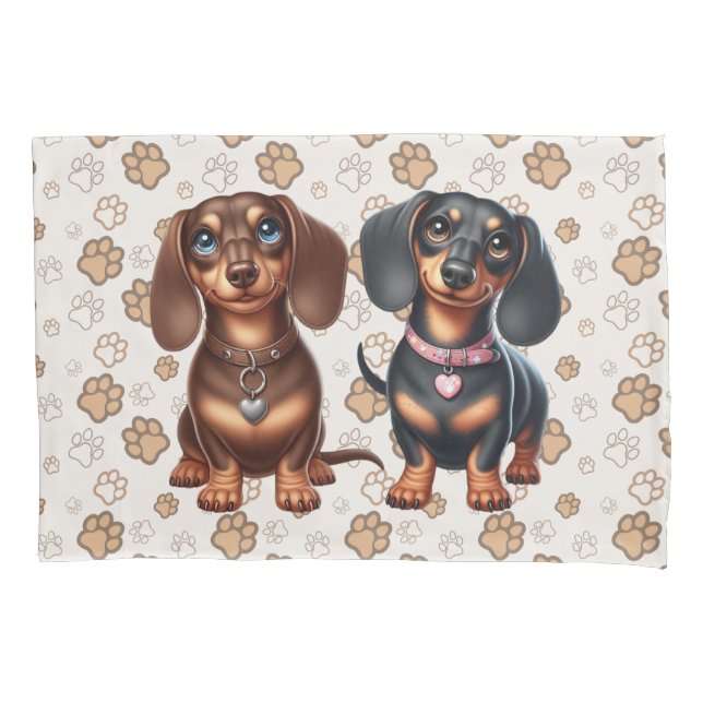 Housse D'oreillers De mignons amis dachshund (devant)