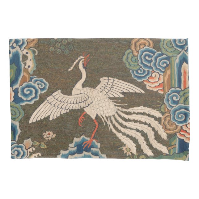 Housse D'oreillers Décor d'antiquité chinois d'oiseaux (devant)