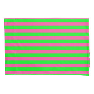 Housse D'oreillers Design de bandes rose et verte
