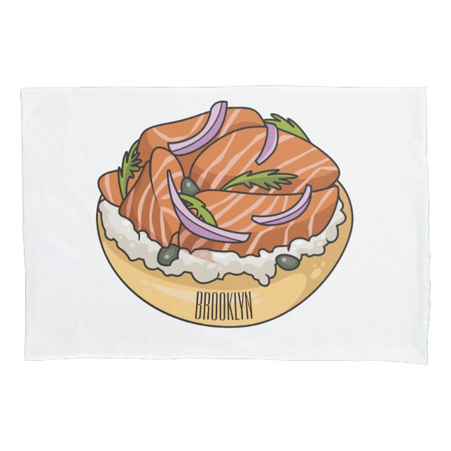Housse D'oreillers dessin animé de bagel saumon (devant)