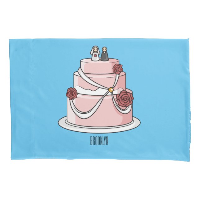 Housse D'oreillers dessin animé de gâteau mariage (devant)