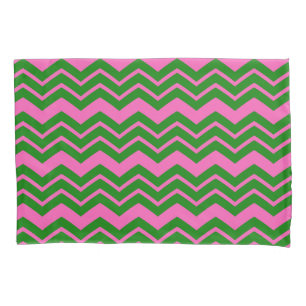 Housse D'oreillers Dessin chevron zigzag vert rose