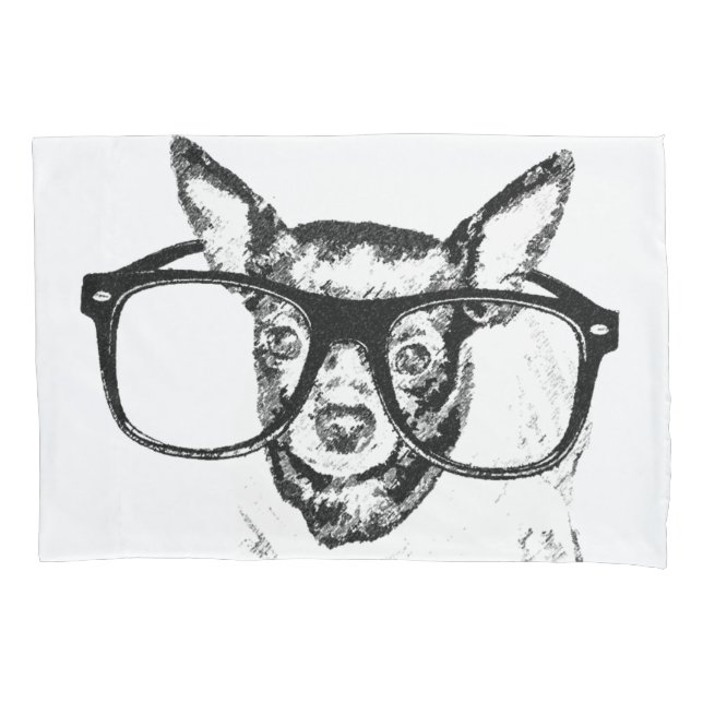 Housse D'oreillers Dessin d'illustration de chien de chiwawa (devant)