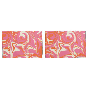 Housse D'oreillers Déversement - rose, orange et crème