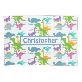 Housse D'oreillers Dinosaure Et Noms De Petits Enfants