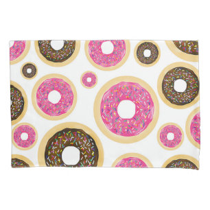 Housse D'oreillers Donuts saupoudrés rose et marron - Amusement moder