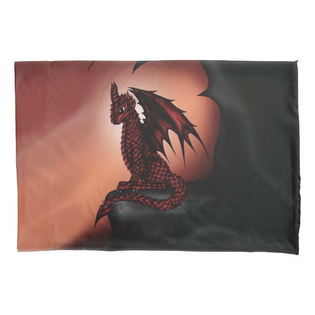 Housse D'oreillers dragon épique rouge (devant)