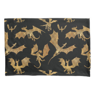 Housse D'oreillers Dragon noir et or