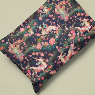 Housse D'oreillers Dragons roses et fleurs de cerisiers