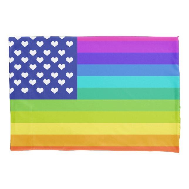 Housse D'oreillers Drapeau américain d'amour d'arc-en-ciel (devant)