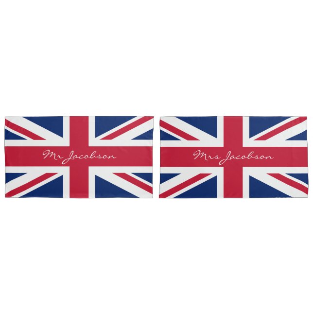 Housse D'oreillers Drapeau anglais Nom personnalisé Union Jack Patrio (devant-Set)