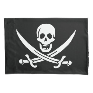 Housse D'oreillers Drapeau de pirate Crâne croisé épées