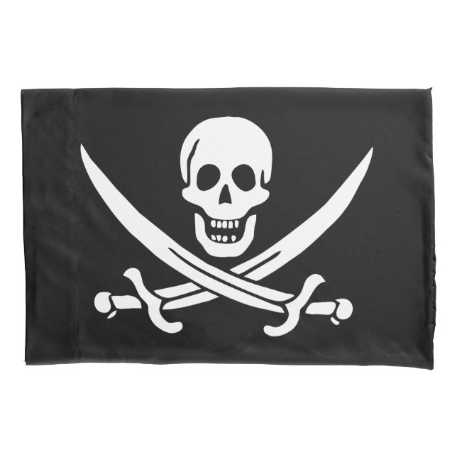 Housse D'oreillers Drapeau de pirate Crâne croisé épées (devant)