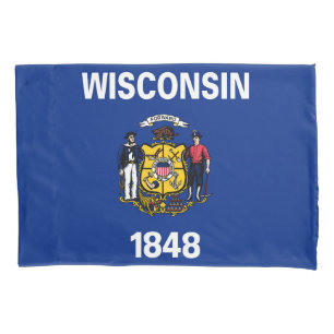 Housse D'oreillers Drapeau d'État du Wisconsin Imprimer Patriotc