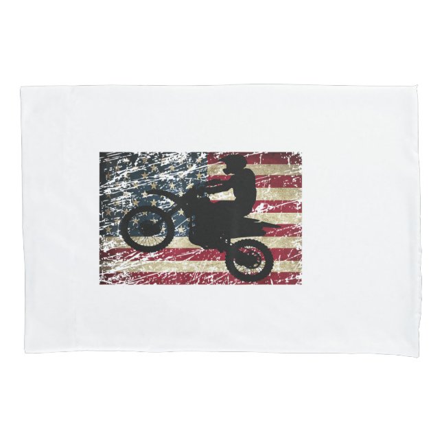 Housse D'oreillers Drapeau Dirt Vélo USA Drapeau T-Shirt Motocross Dr (devant)