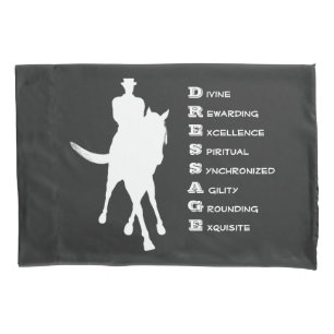 Housse D'oreillers Dressage Est Cheval Et Rider Silhouette Dark