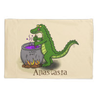 Drôle alligator vert cuisine dessin animé