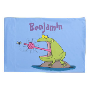 Housse D'oreillers Drôle dessin animé de grenouille et mouche