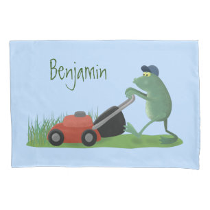 Housse D'oreillers Drôle grenouille verte tondre la pelouse dessin