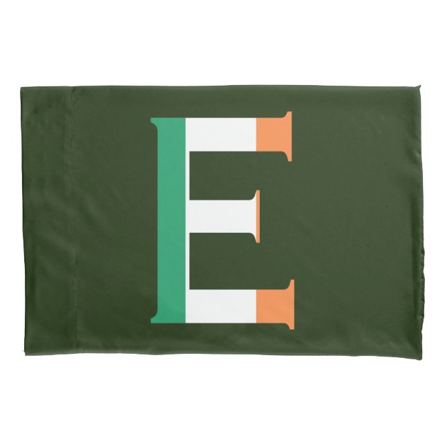 Housse D'oreillers E Monogramme superposé sur le drapeau irlandais pc (devant)