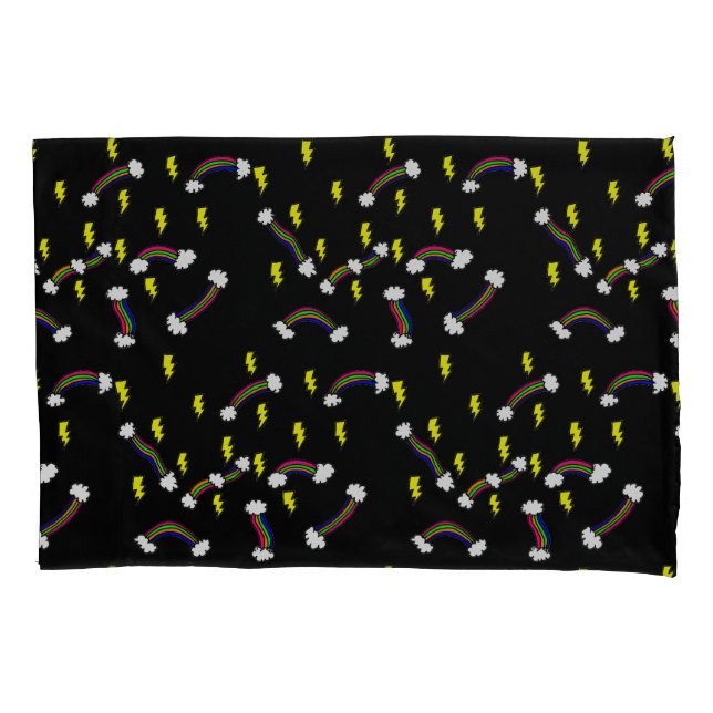 Housse D'oreillers Éclair Et Arc-En-Ciel (devant)