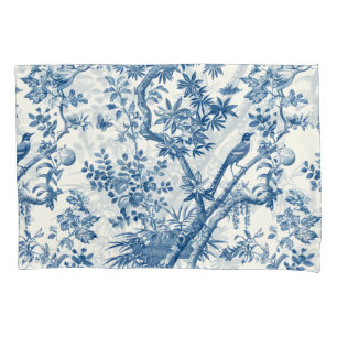 Housse D'oreillers Élégance botanique bleu classique