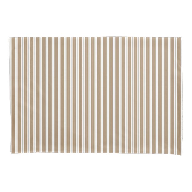 Housse D'oreillers Elégant Beige Rustique Brown Français Bande (devant-gauche)