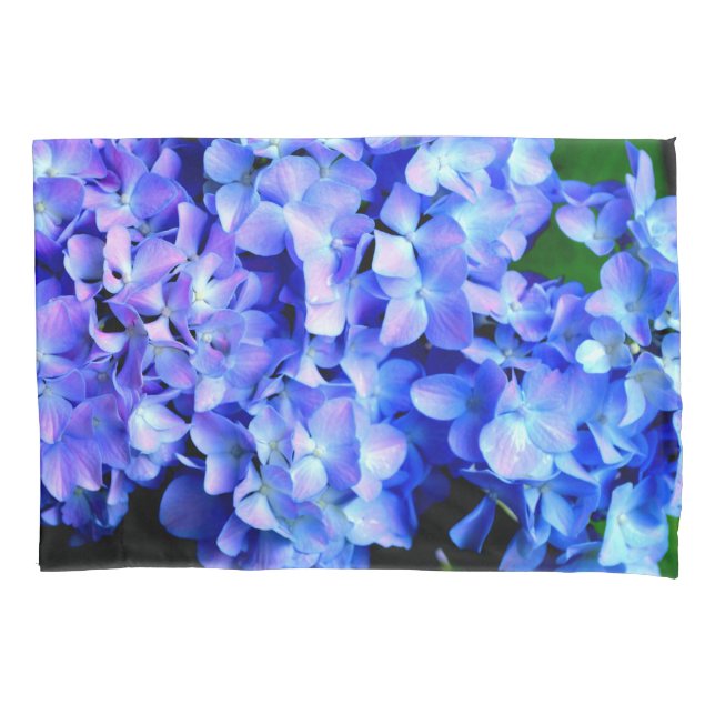Housse D'oreillers Élégant bleu violet clair magenta hydrangée floral (devant)