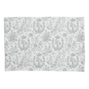 Housse D'oreillers Élégant chic noir blanc équestre Toile